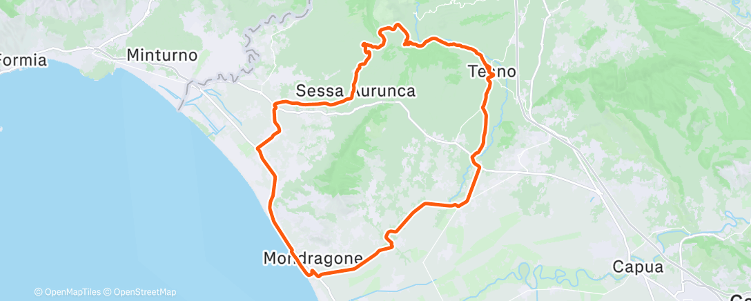 Map of the activity, Pedalata mattutina