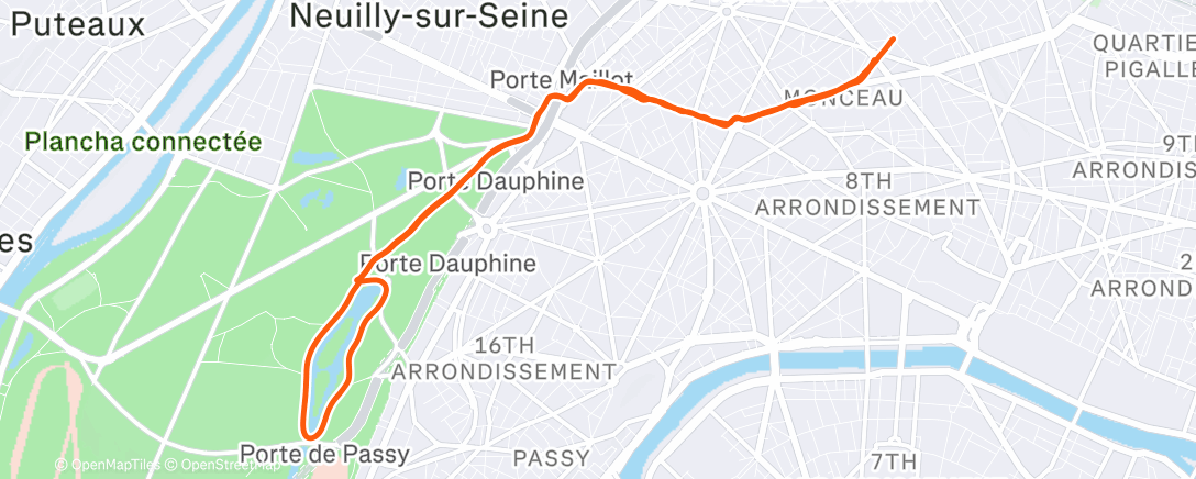 Map of the activity, Course à pied le matin