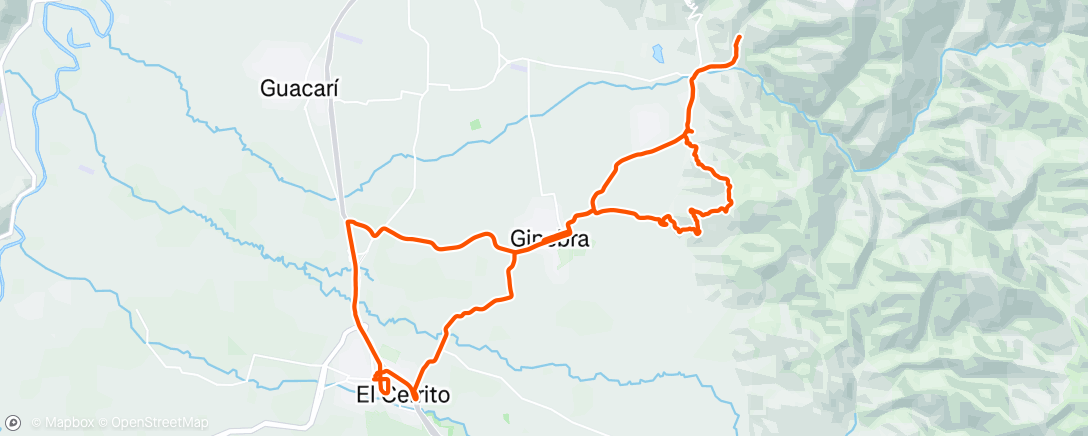 Map of the activity, Cerrito-costa rica-Pte.lulos-La trocha-Patio bonito-Ginebra-Cerrito