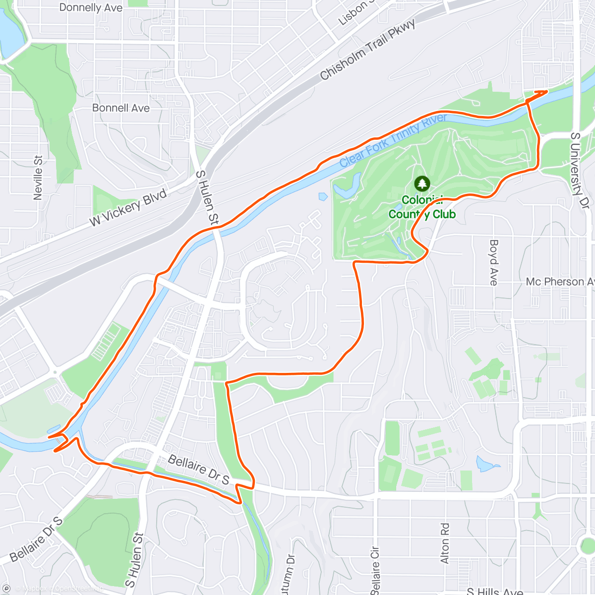 Map of the activity, 3mi tinman tempo and chats with friends