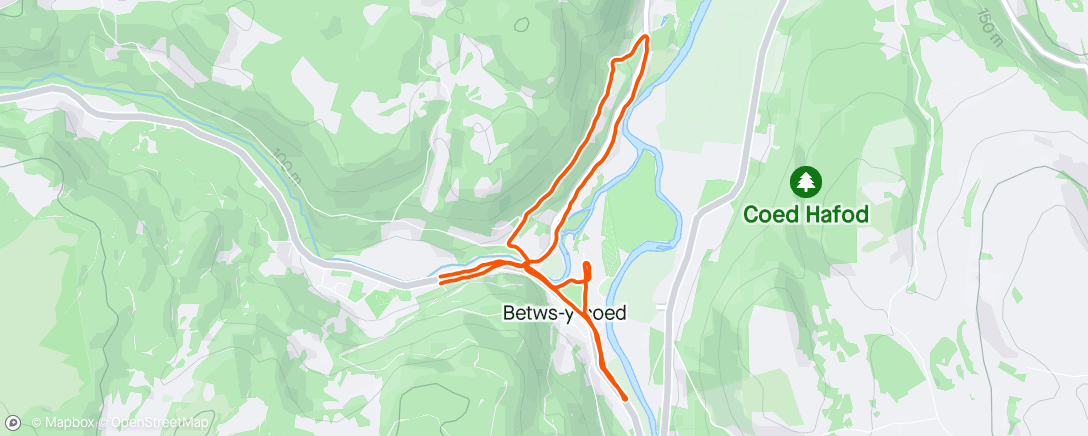 Mapa de la actividad, Betws-y-Coed road/trail