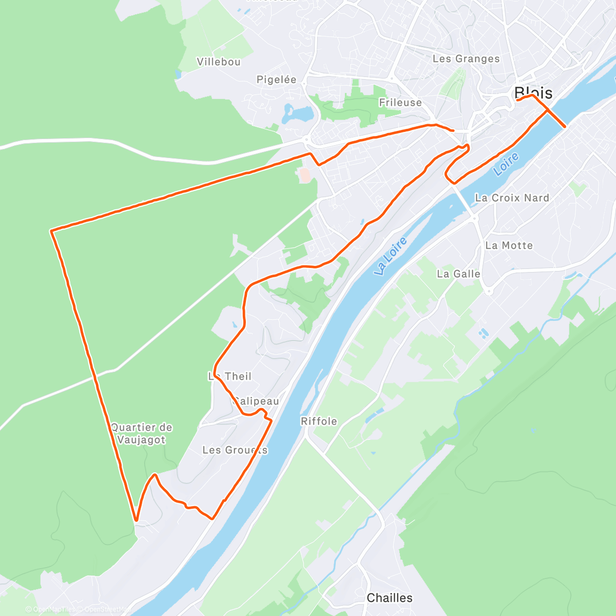 Map of the activity, Run à Blois : forêt, Loire et château