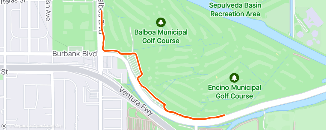 Map of the activity, First run for half marathon training.