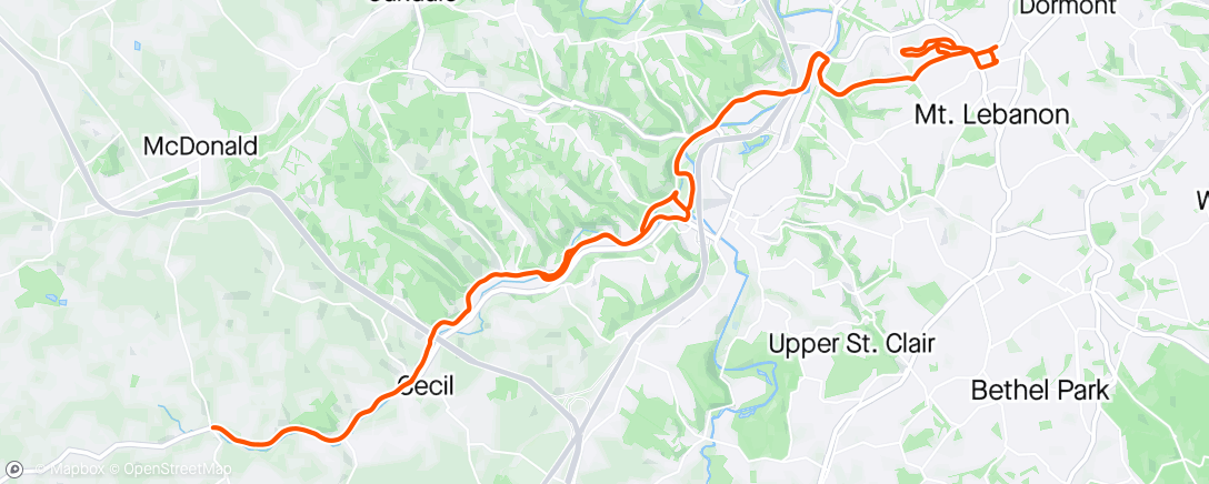 Map of the activity, Morning Ride West