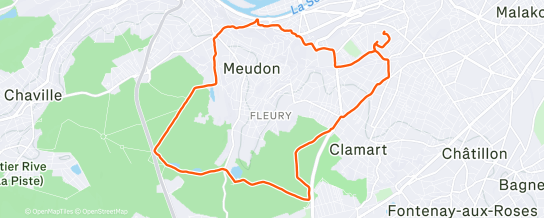 Карта физической активности (Sortie nocturne côte des gardes et bois de Clamart)