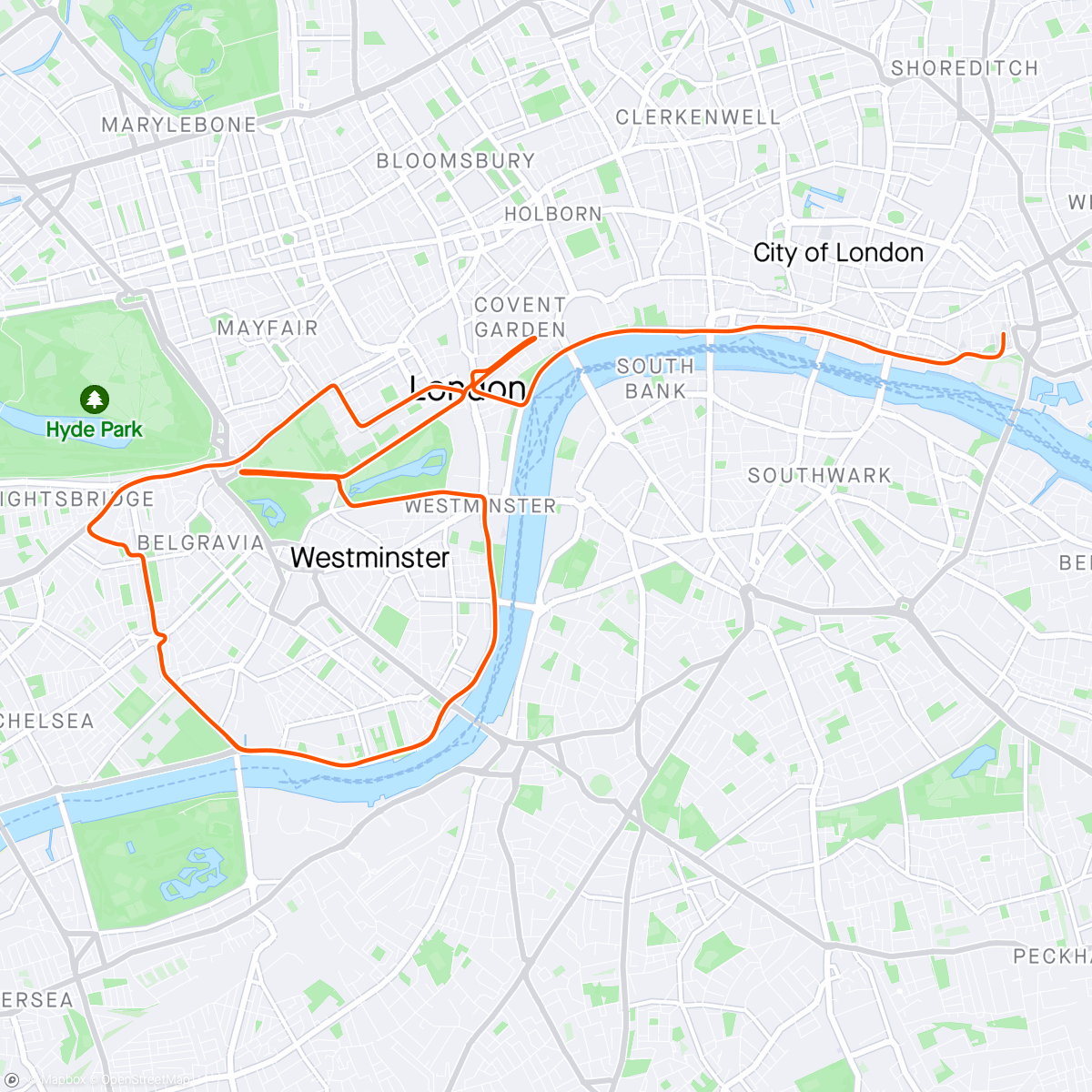 活动地图，Zwift - Group Ride: PACK Social + KOM After Party (D) on Greater London Flat in London