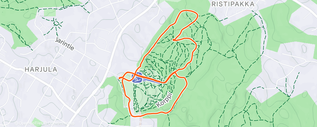 Map of the activity, Afternoon Run