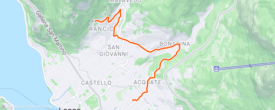 Map of the activity, Sessione di trail running serale