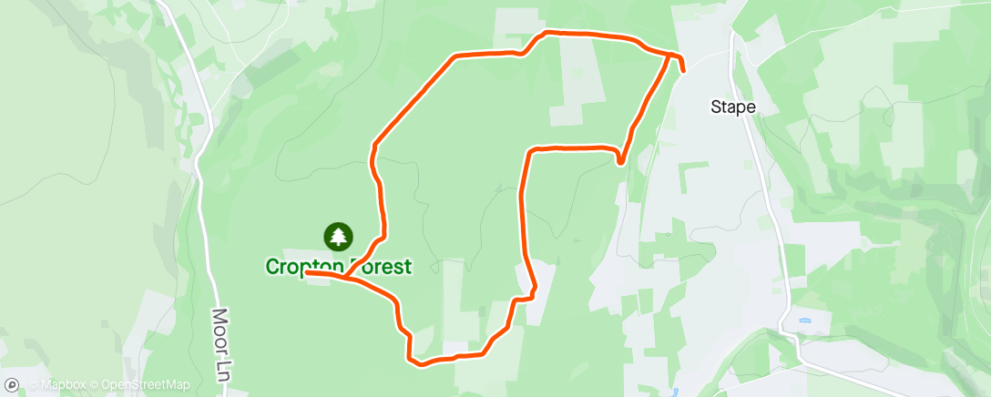 Map of the activity, Lunch Gravel Ride - Cropton Circular with High Muffles loop