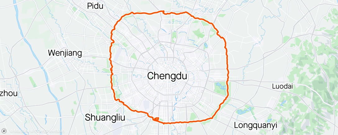 Map of the activity, Chengdu Century Ride
