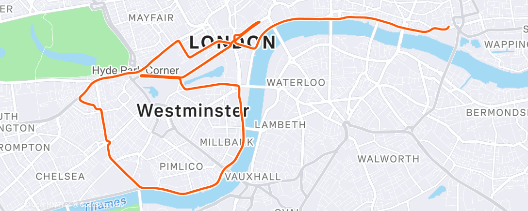 Map of the activity, Zwift - Group Ride: Friday Freight Train (C) on Greater London Flat in London
