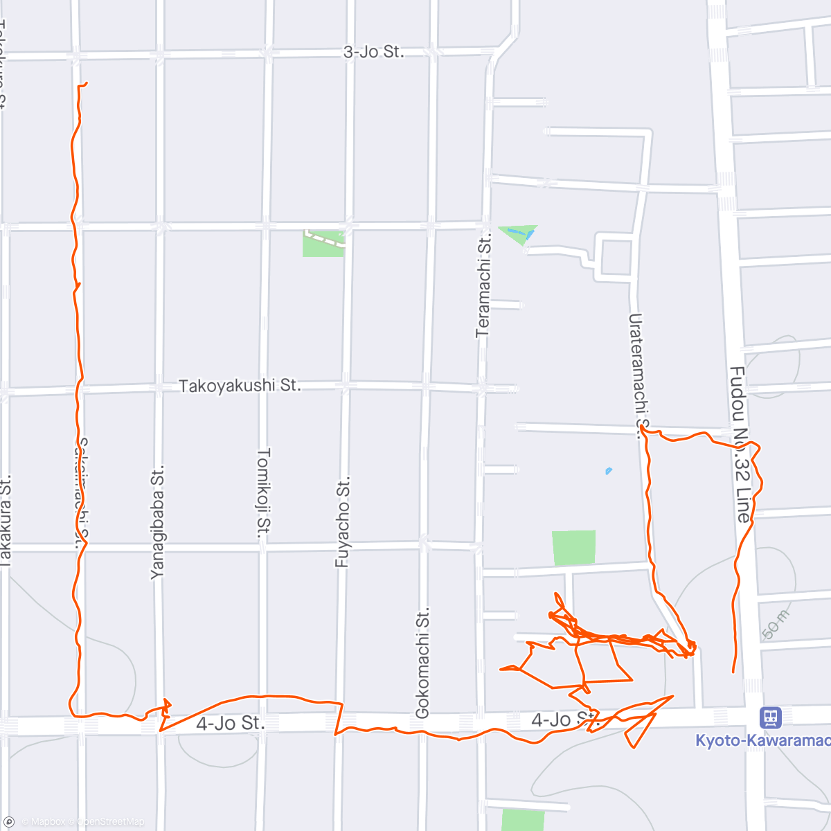 Map of the activity, Last day in Kyoto