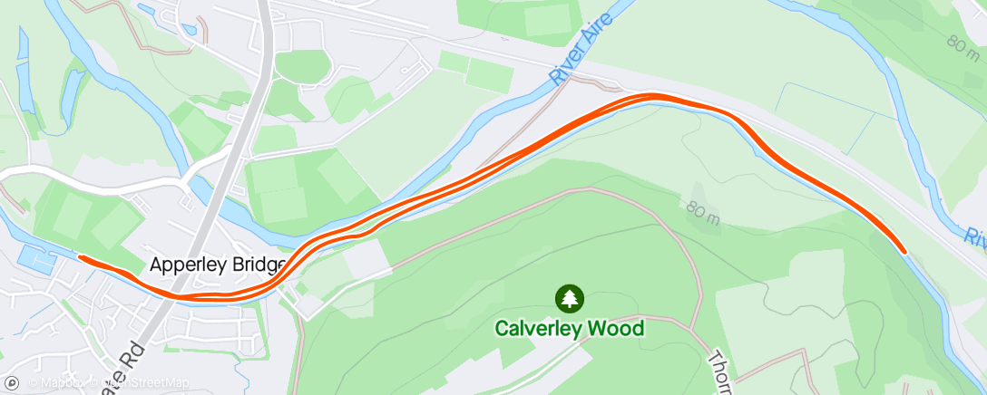 Map of the activity, Morning Run - Apperley Bridge towards Rodley