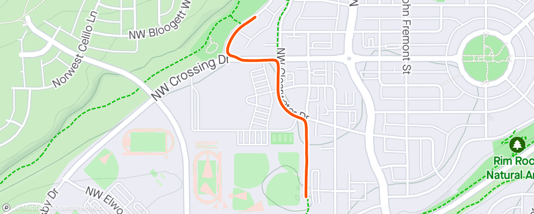 Map of the activity, Jog back from gym