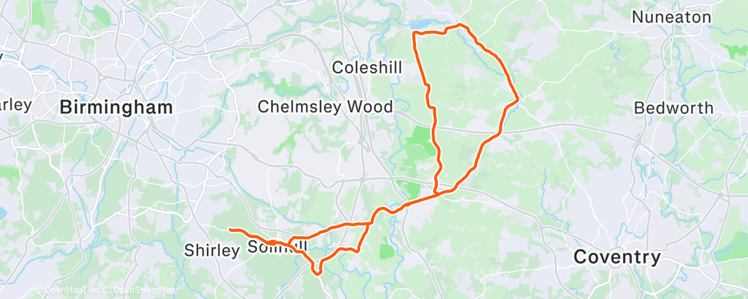 Map of the activity, Lunch Ride