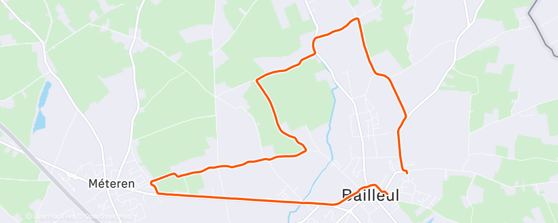 Map of the activity, Course à pied le matin