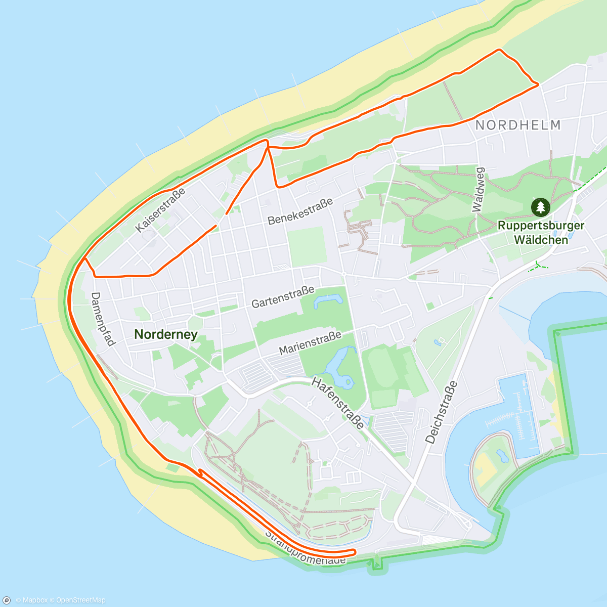 Map of the activity, Norderney Laufen