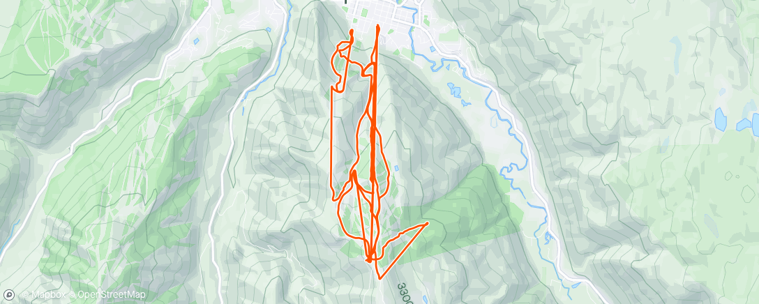 Map of the activity, Closing day on Ajax. Epic spring snow.