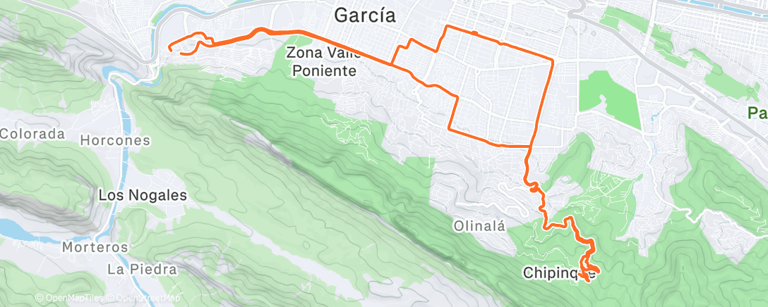 Map of the activity, MTB Chipinque