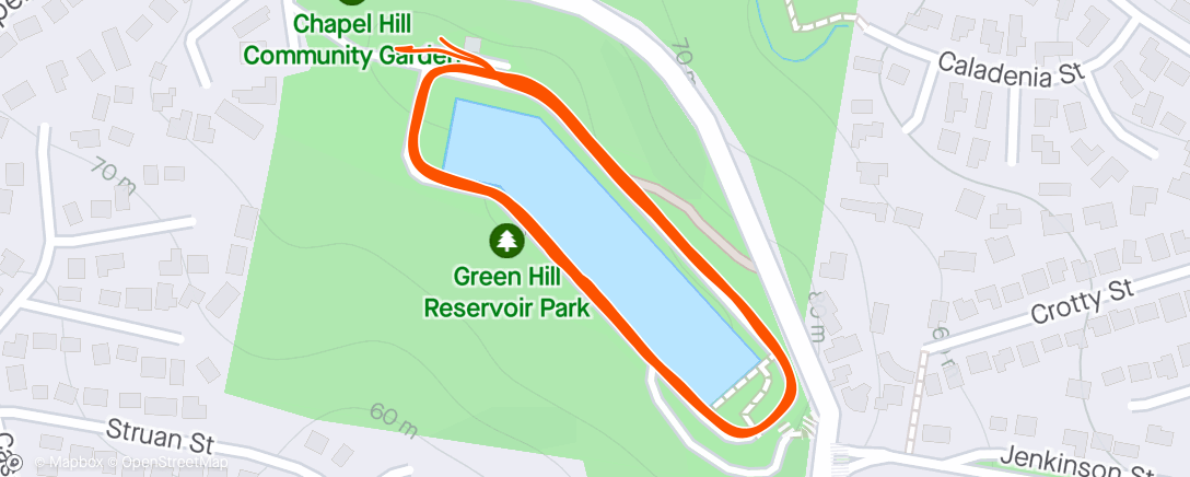 Map of the activity, 800m intervals