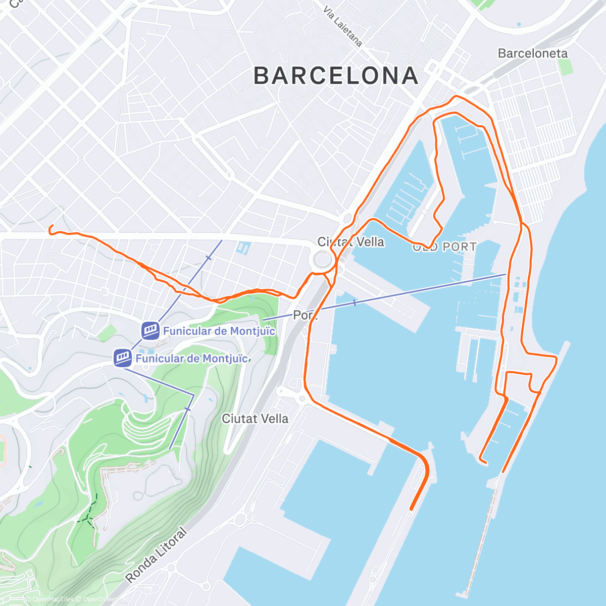 Map of the activity, Pre-work sunrise run (#1262 of the post-covid era) towards Hotel W and back