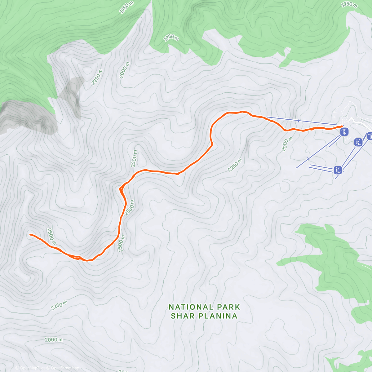 Map of the activity, Titov vrv Hike