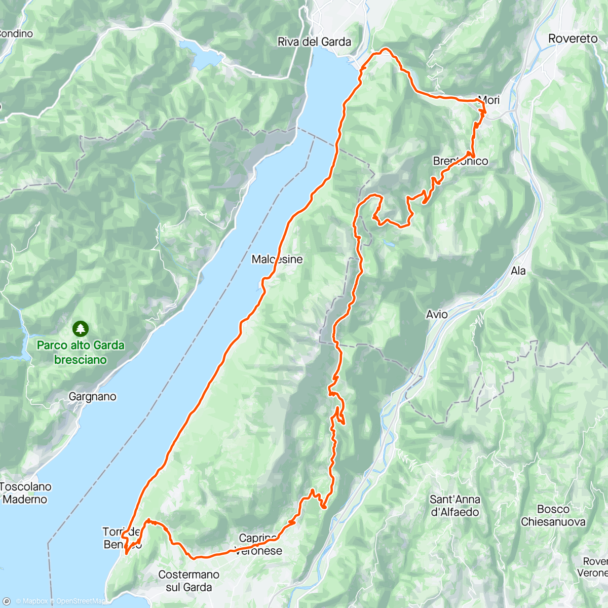 Map of the activity, tri2b.com AN Teamcamp 24 Tag 2 Monte Baldo   Giro