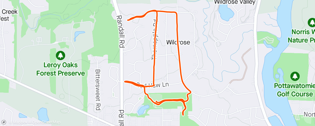 Map of the activity, Morning Run that quickly turned to a walk to keep Bill C company