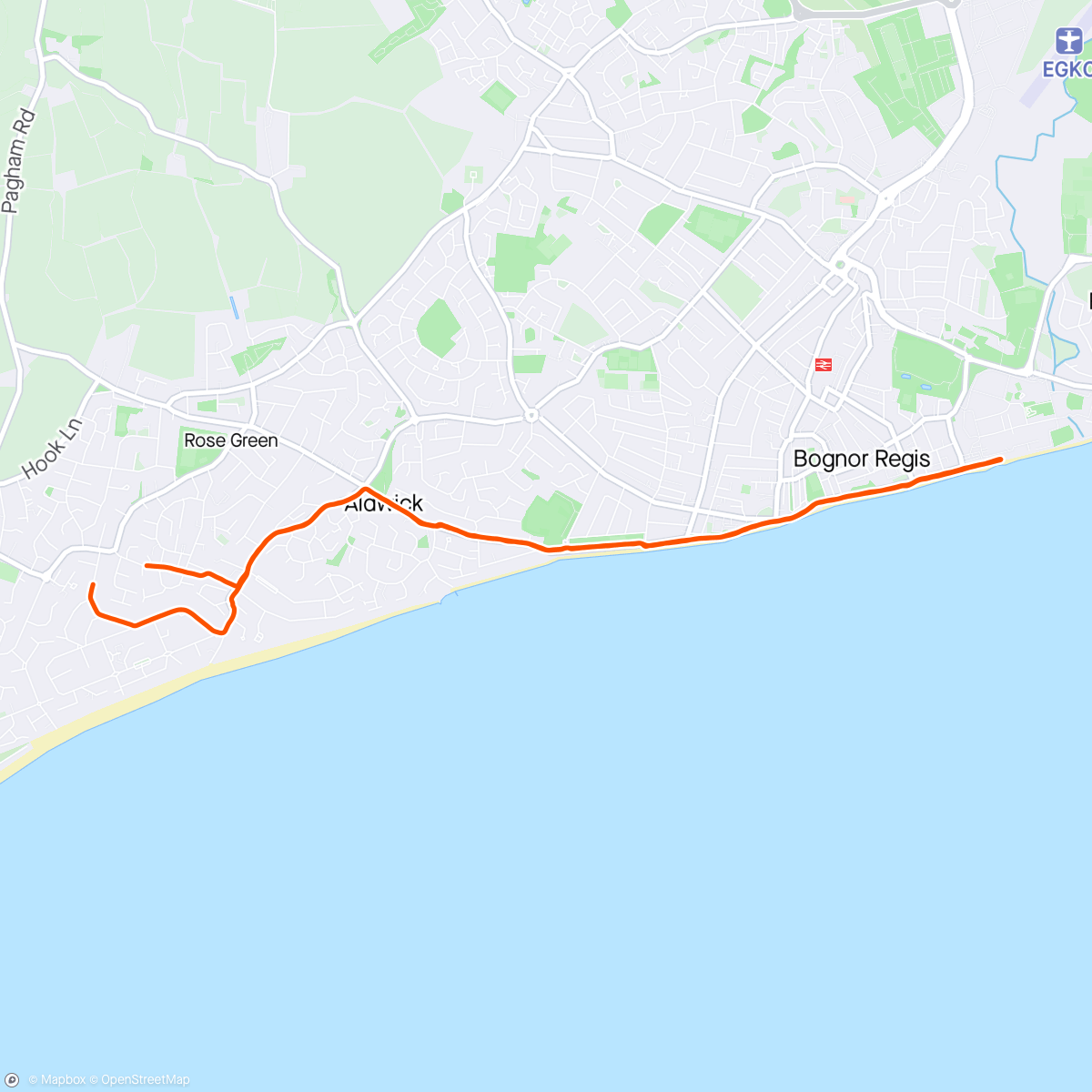 Map of the activity, Wednesday 10k Run on the Seafront 🏃‍♀️☁️ 🩶