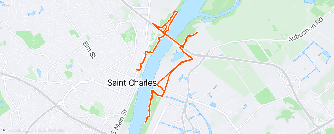 Map of the activity, St.Chas (Old Town/St.Louis ride 4-11-24