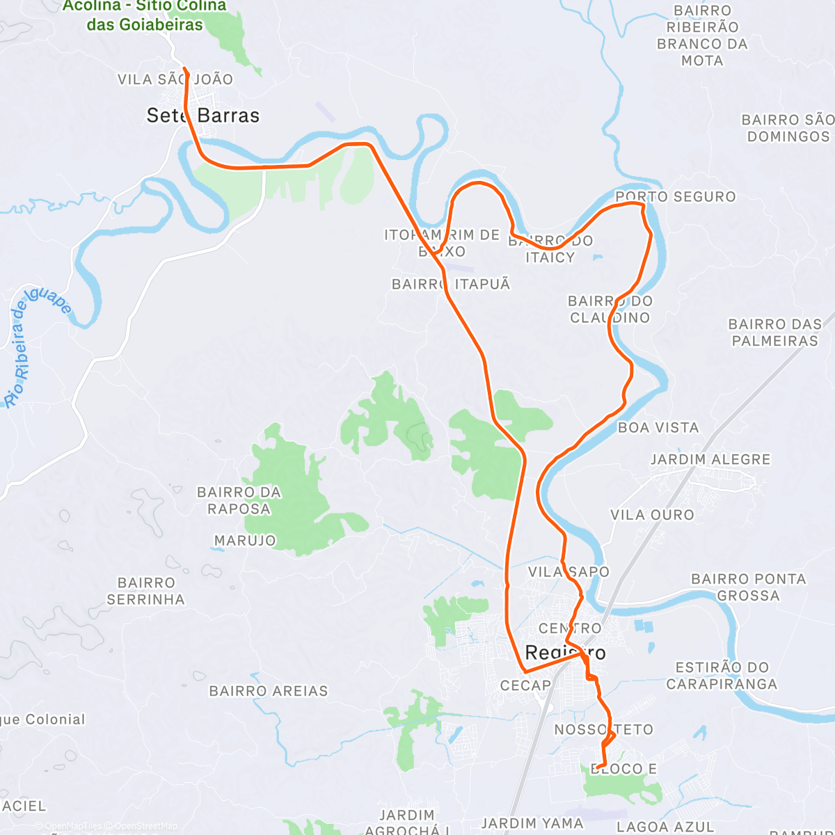 Map of the activity, Giro de domingo