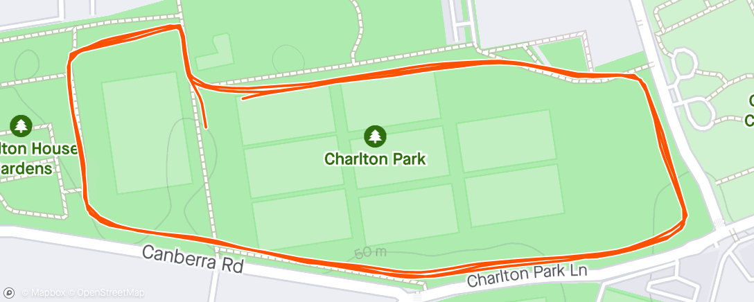 Mapa da atividade, Charlton parkrun