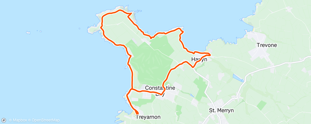 Map of the activity, Trevose Head Loop via Harlyn Bay