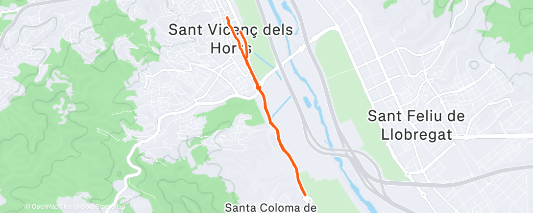 Map of the activity, Carrera de noche