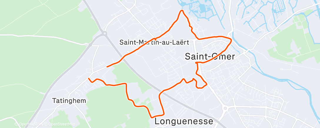 Map of the activity, Course à pied en soirée