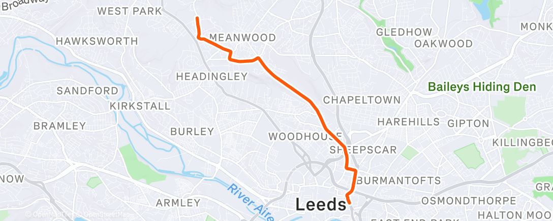 Map of the activity, Evening Ride