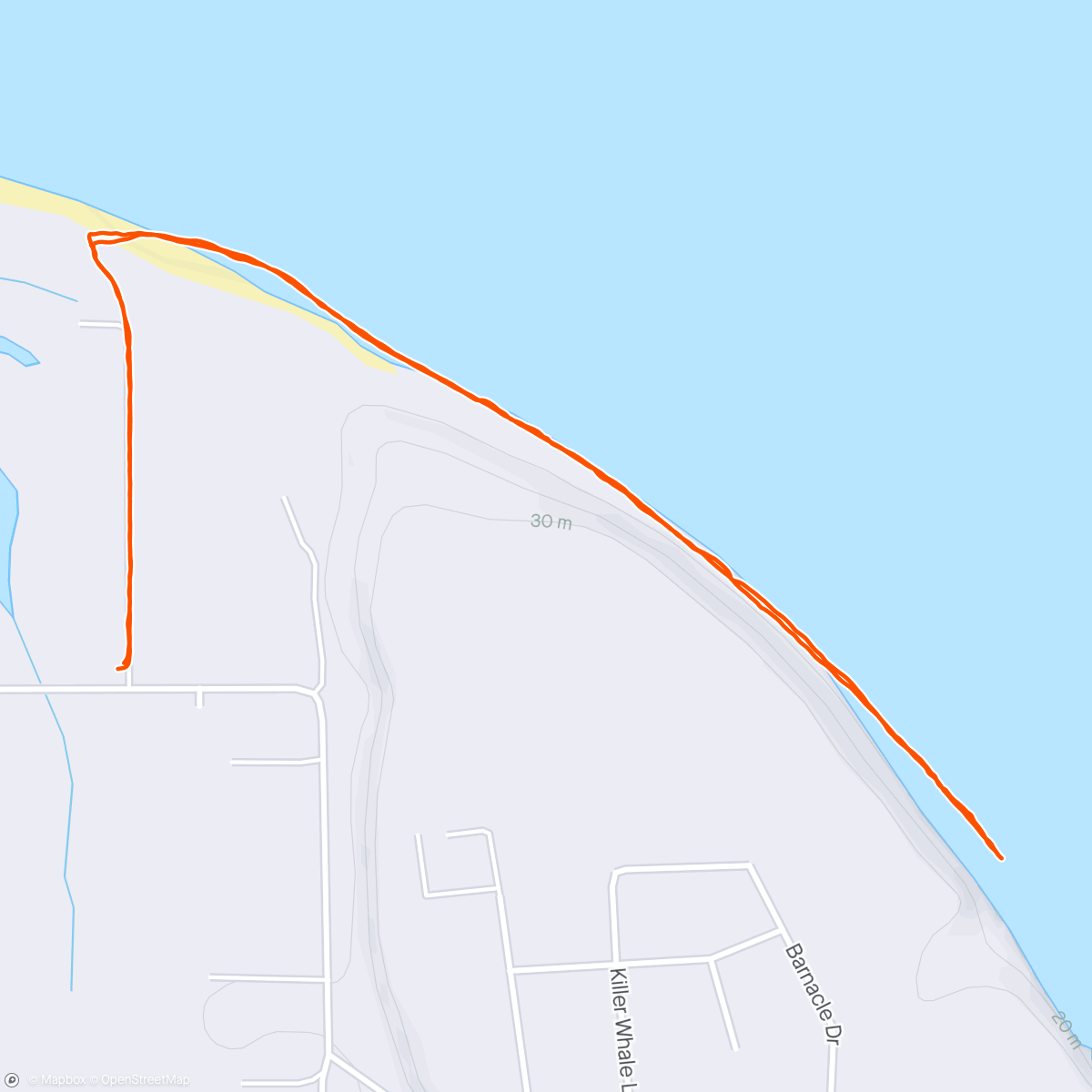 Map of the activity, Gale force winds