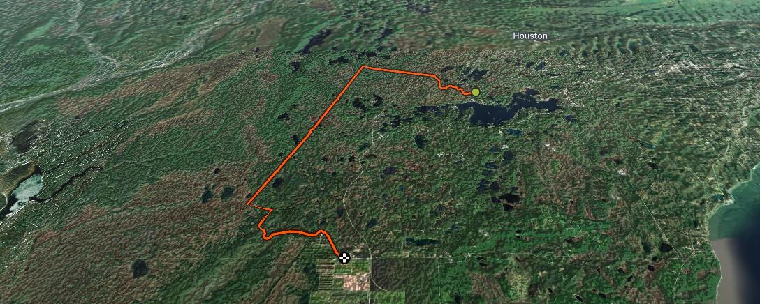 Map of the activity, Susitna 100 attempt.  Big nope.