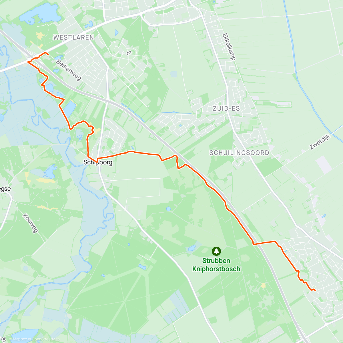 Map of the activity, Namiddagsessie trailrunning