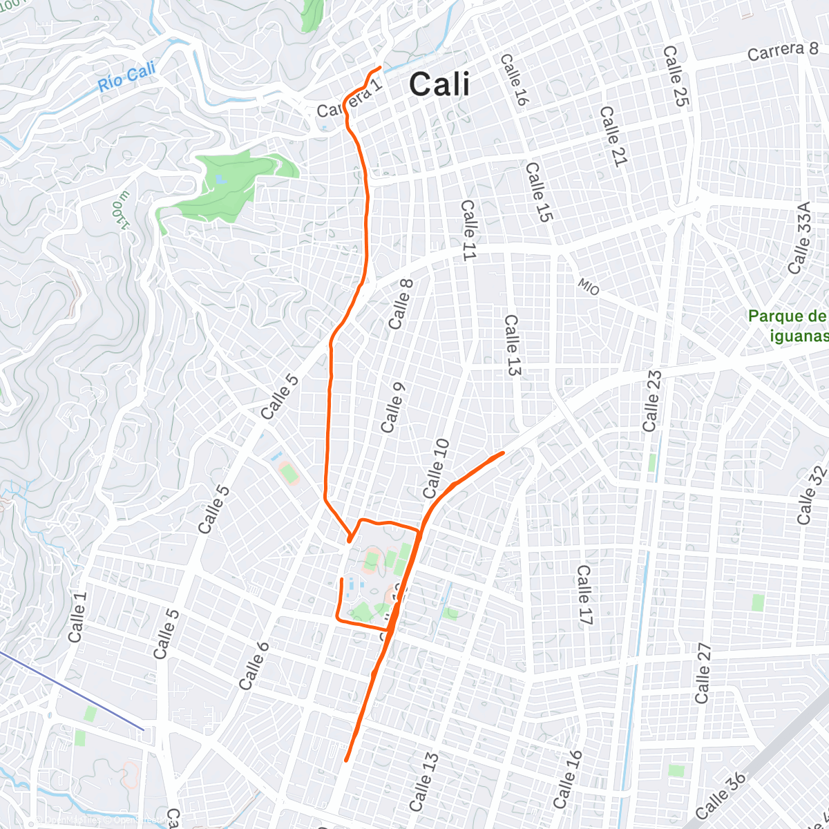 Map of the activity, Rio Cali 10 K