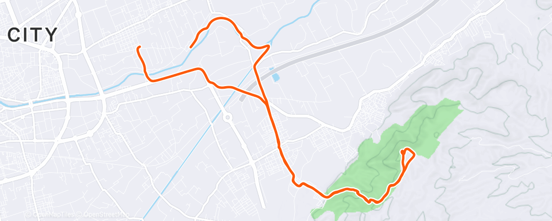 Map of the activity, 2h run + climb before xmas 🎄