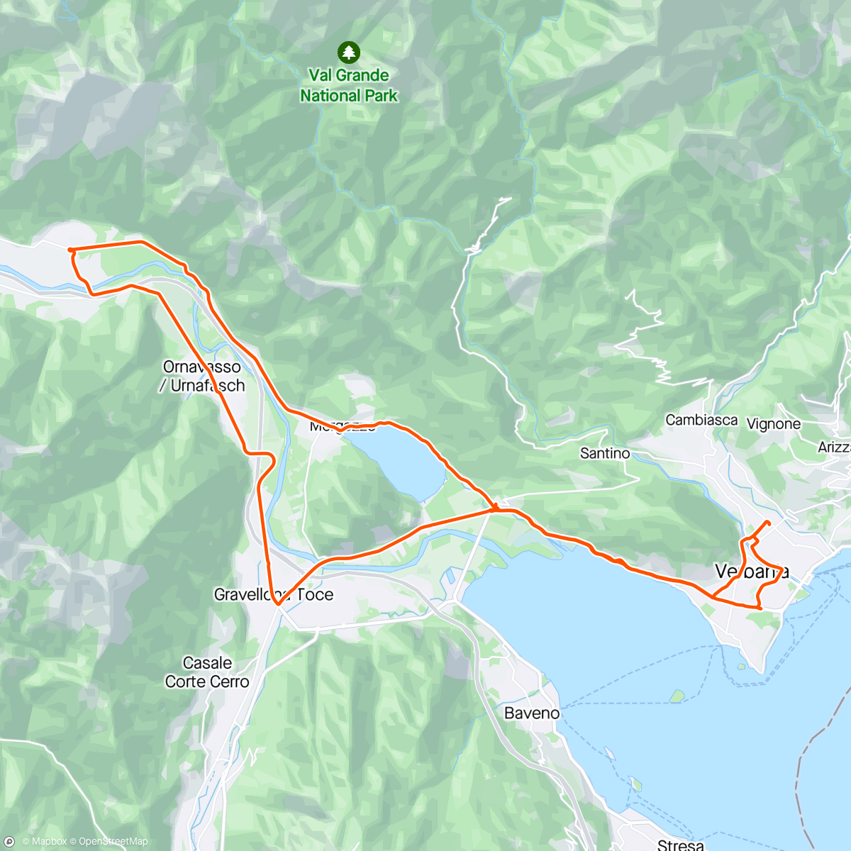 Mapa de la actividad, Gravellona Ornavasso Cuzzago