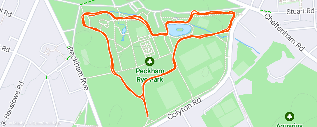 Map of the activity, Peckham Rye parkrun