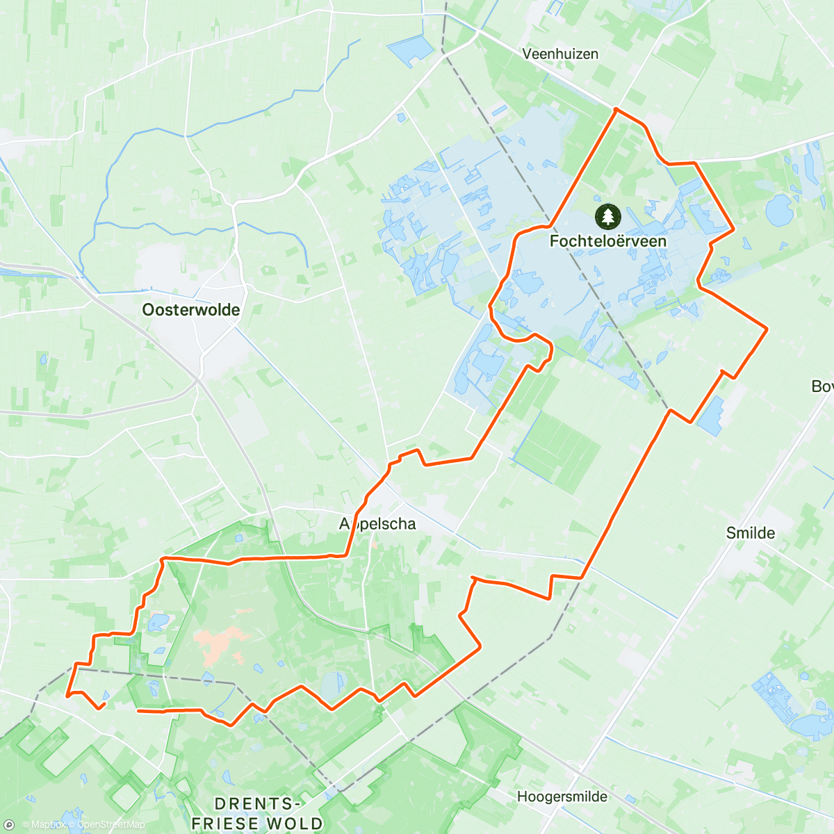 Map of the activity, Naar de gevangenis! Via Fochteloërveen
