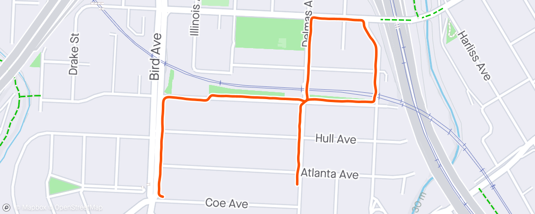 Map of the activity, Afternoon Jog