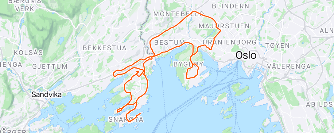 Map of the activity, Bygdøy - Fornebu/Snarøya - Smestad