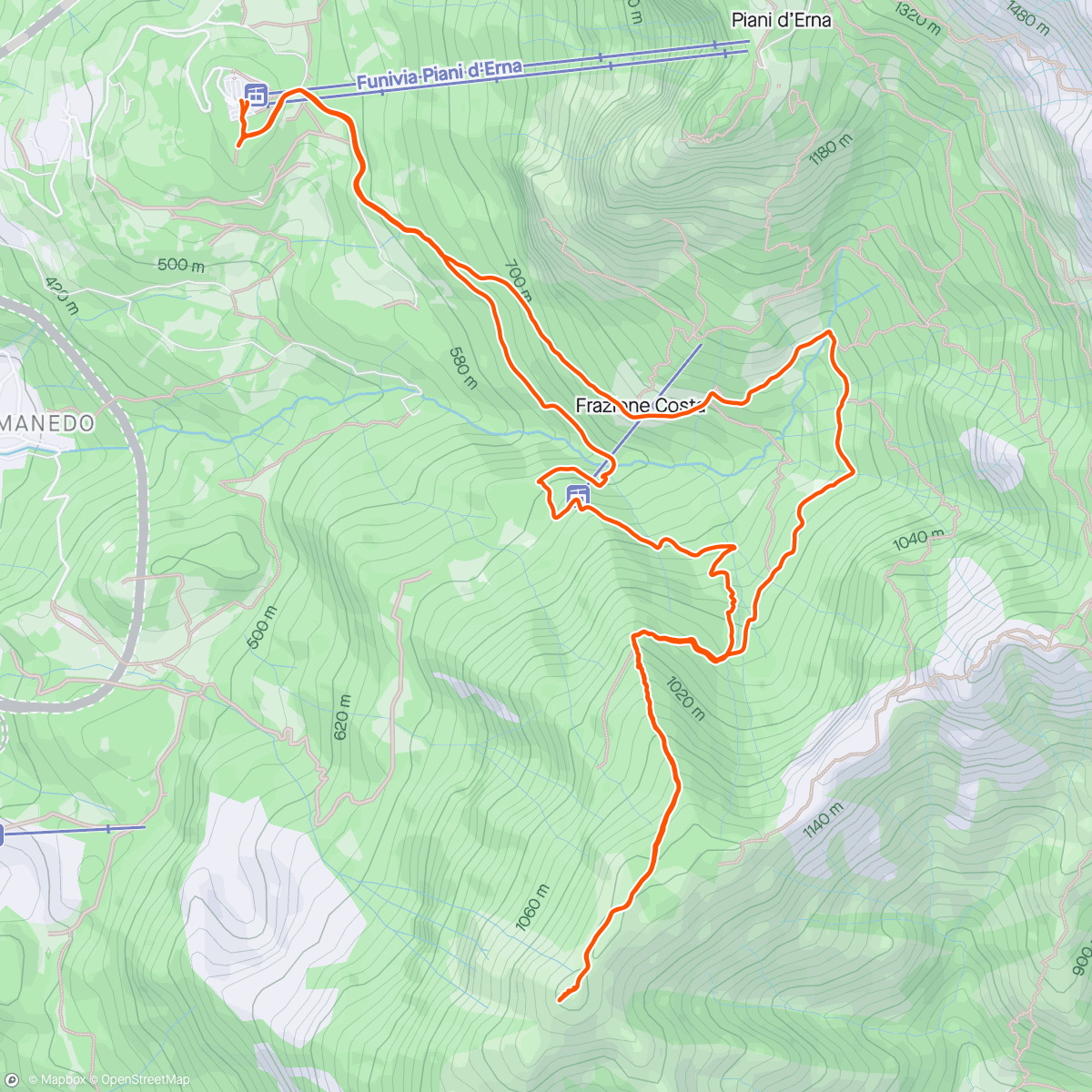 Map of the activity, Monte Magnodeno