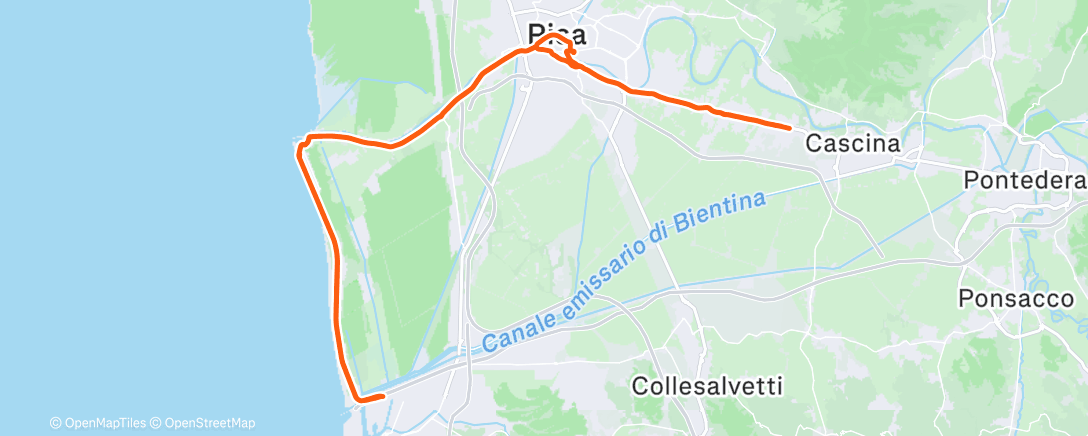 Map of the activity, Pedalata mattutina