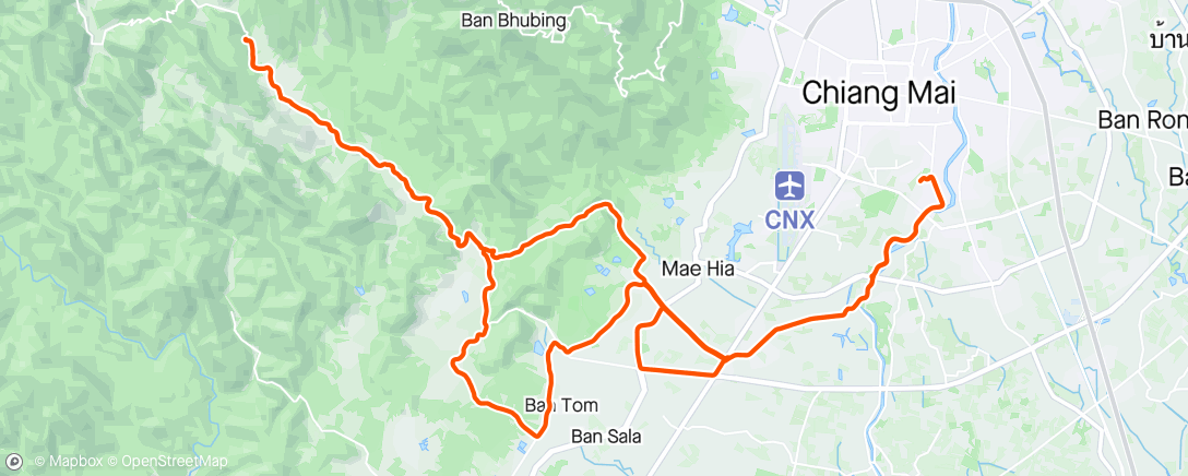 Map of the activity, Masked Morning Ride - Lanna Thara Crit x3, Doi Gom, Krisdadoi x2, Tha Chang (coffee), Nam Phrae, Royal Flora.
