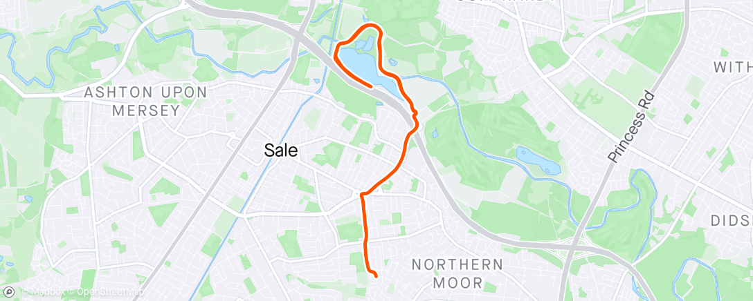 Map of the activity, Parkrun 322: Sale with Helen (ltns)
